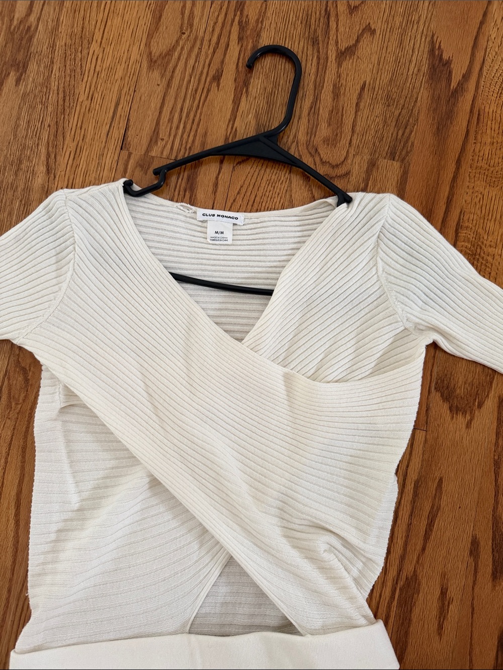 Club Monaco Ivory Ribbed Two-Piece Set - Picture 3 of 5
